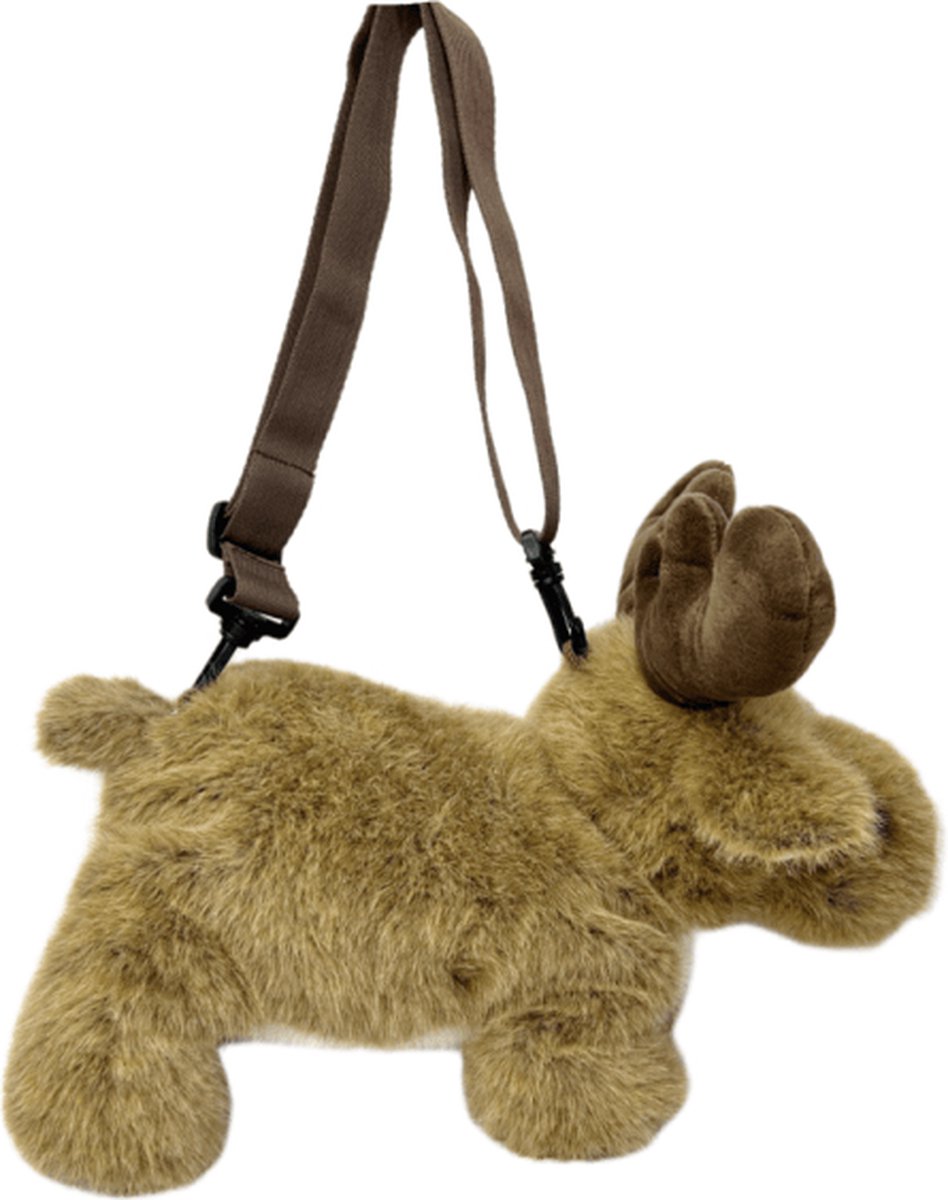Rendier Schoudertas - Schoudertas met Ritssluiting - Crossbody Tas meisjes en jongens - Groot -32cm x 26cm