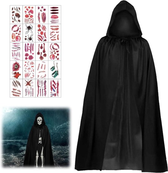 YUNZHISHIYE Cape De Prince D'Halloween, Adultes Masculins Et Féminins Réversibles, Enfants, Cape À Capuchon De Vampire, Soirée À Thème D'Halloween, Soirée Mascarade De Sorcière (Noir Rouge140CM