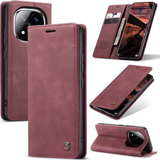 Étui CaseMe - Adapté pour Xiaomi Redmi Note 14 Pro 5G / Pro+ / Poco X7 - Étui CaseMe Book - Bordeaux