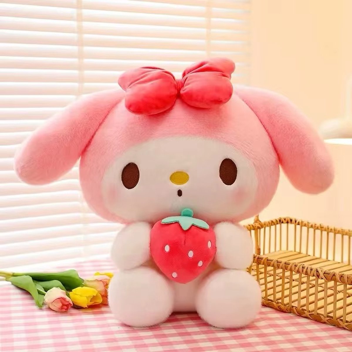 Sanrio  My Melody knuffel  met aarbei  Kuromi  Hello Kitty  Cinnamoroll  PomPomPurin  Pochacco  Kawaii
