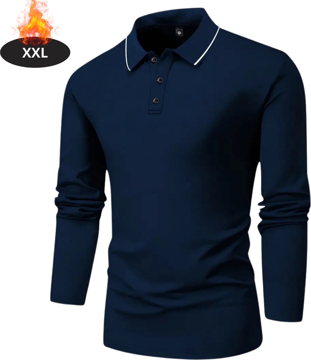 Bovista Poloshirt Heren T-Shirt Heren Shirt Overhemd Polo Shirt Lange Mouwen Blauw