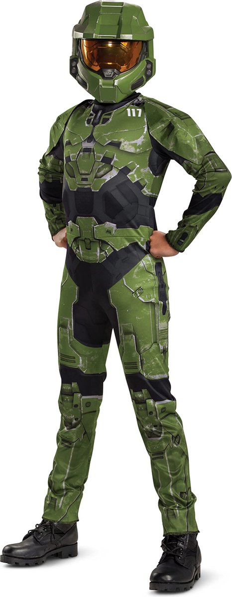 Disguise officieel Halo Master Chief kostuum kinderen, Master Chief Armor Infinite Childrens Halo kostuum voor jongens Fancy Dress Up Outfit Wereldboekendag Week Verjaardag Groot
