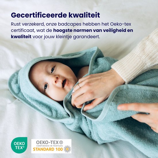 Funnies Badcape Cream 80x80 cm - Zachte Badcape Baby / Omslagdoek / Handdoek met Capuchon - Gemaakt van 100% Katoenen Badstof - Absorberend en Comfortabel - Perfect voor Warmte en Droogte na het Badderen van Funnies. — afbeelding 2