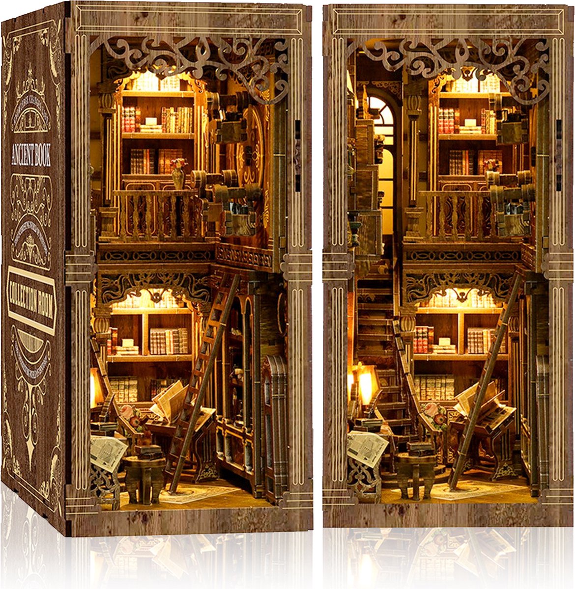DIY Book Nook Kit, 3D Houten Puzzel Miniatuur Boekensteun