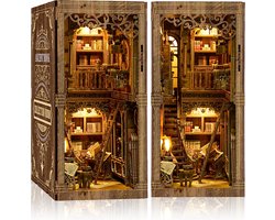 DIY Book Nook Kit(Antieke boekenverzameling Kamer)-Met LED -Nieuwe tandwielrotatiefunctie-DIY poppenhuis-Model bouwen huis met decoraties voor thuis-Knutselsets voor volwassenen-Verjaardagscadeau Kerstmis