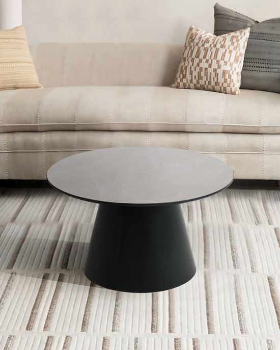 Table basse Gris clair - MDF/Marbre - 60x60x40cm - Table basse Tango