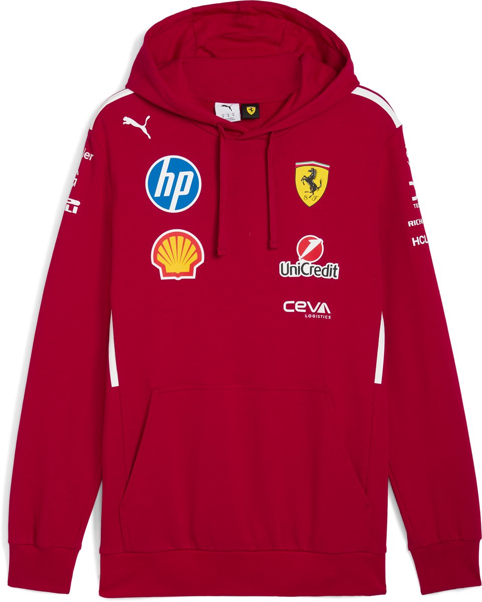 Ferrari Teamline Hoody 2025 Lewis Hamilton Charles LeClerc Formule 1 Rood
