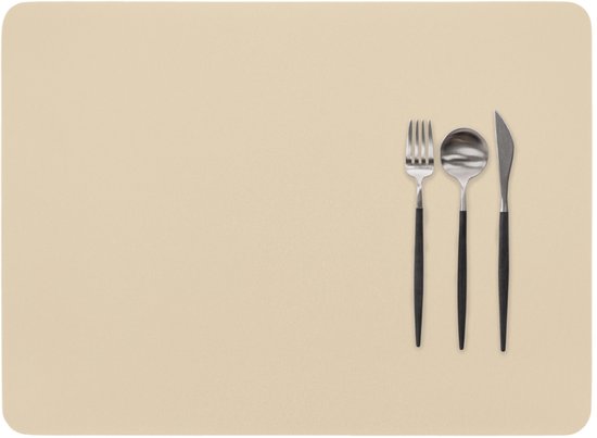 ZICZAC - Set de table TOGO - Lot de 6 - Double face - Simili cuir - 33x45 cm, ivoire