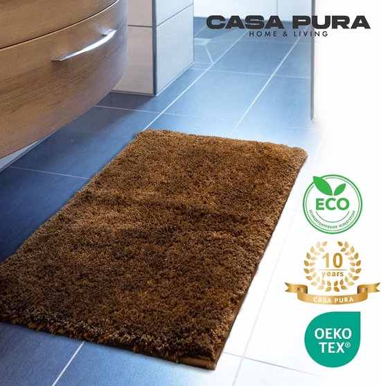 Badmat Sky Soft, vierkant en rond, badkamertapijt, extra pluizig, antislip en sneldrogend, vele kleuren en maten (60 x 100 cm, bruin