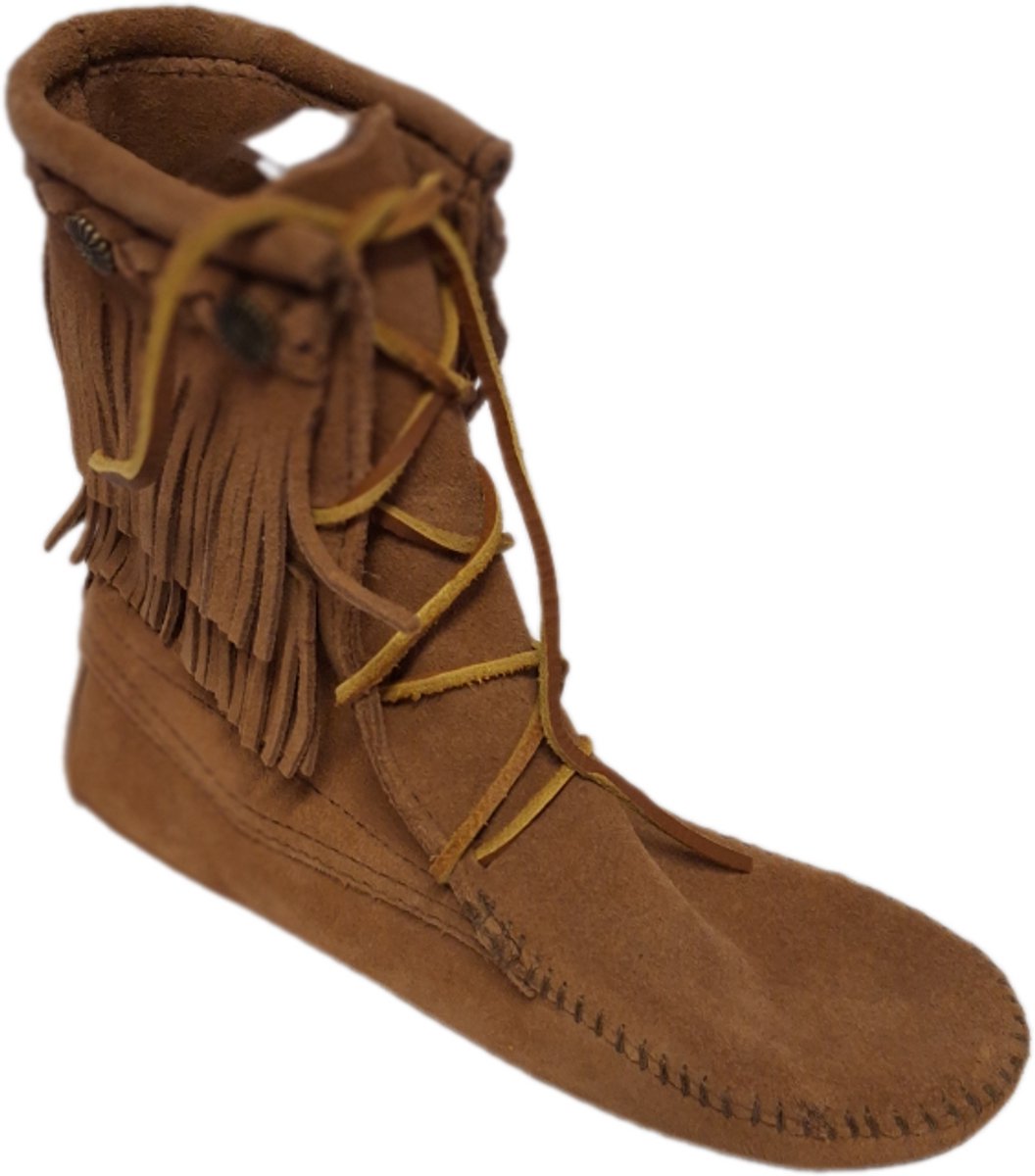 Minnetonka -LACE BOOT-TAUPE-DOUBLE FRINGE