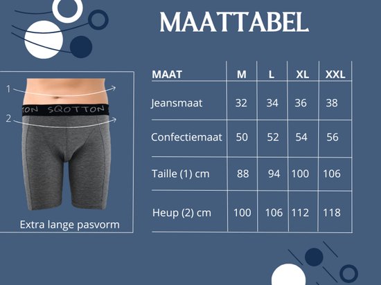 Caleçon homme - SQOTTON® - Jambe longue - Grijs - Taille XL