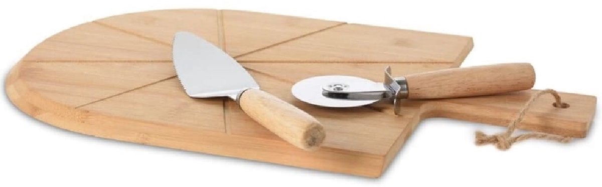 Excellent Houseware 3-delige Pizzasnijset 43x30 cm bamboe