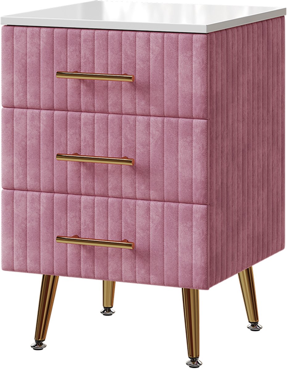 Vicco Velia Nachtkastje – 41 x 62 cm met 3 lades Roze