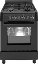 Wiggo WO-E639R(BB) - Serie 9 - 60 cm - Gasfornuis - Wok - 5 jaar Garantie - Zwart