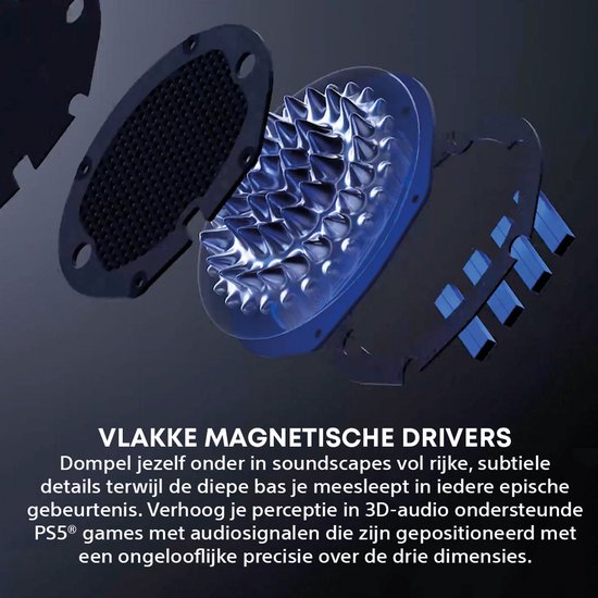 Close-up van de vlakke magnetische drivers van de gaming headset.