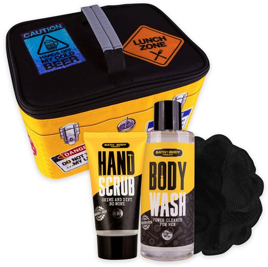verjaardagscadeau Mannen Accentra Bath + Body Toolkit Gift Set for Men in Thermal Bag - 200ml Shower Gel, 50ml Hand Scrub, and Net Sponge