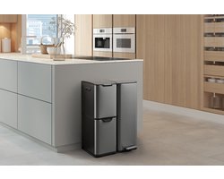 Cleaning prullenbak - 60L - Soft close - Metal grey - Afval Scheiden 3 bakken - 47 x 39 x 72