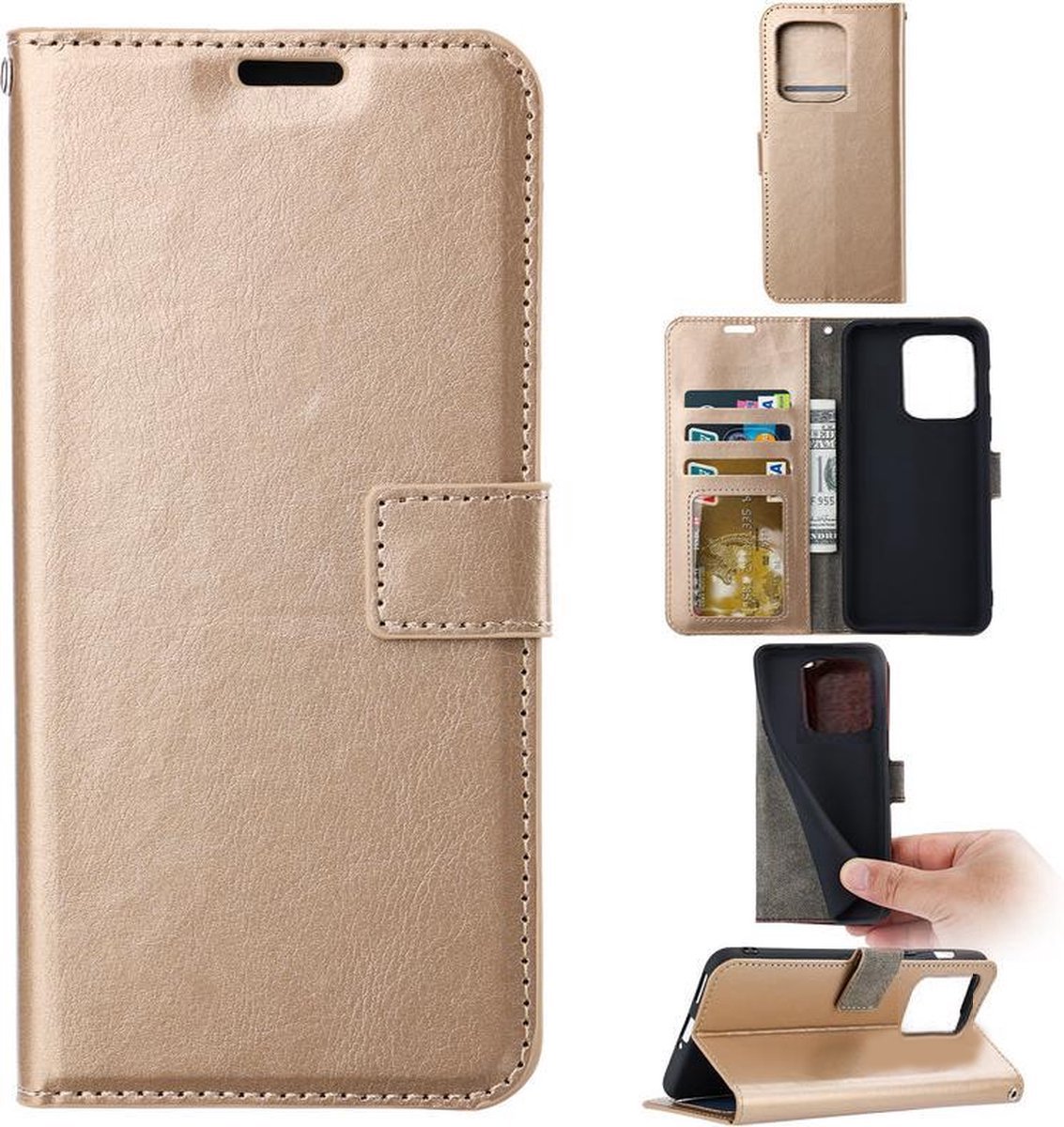 Portemonnee Book Case Hoesje Geschikt voor: Apple iPhone 16 Plus - Goud