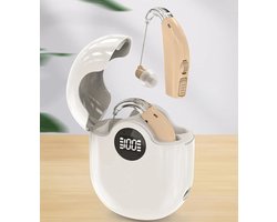 Pro Care Excellent Quality® 2x DSP Intelligent digitaal Gehoorapparaat - Gehoorversterker - Noise Reduction - Easy Click - Geluid Reductie - 3 Slimme Luistermodi - Oplaadbare LED Li/Re Box - Voor achter het oor (AHO) links en rechts - Wit Beige