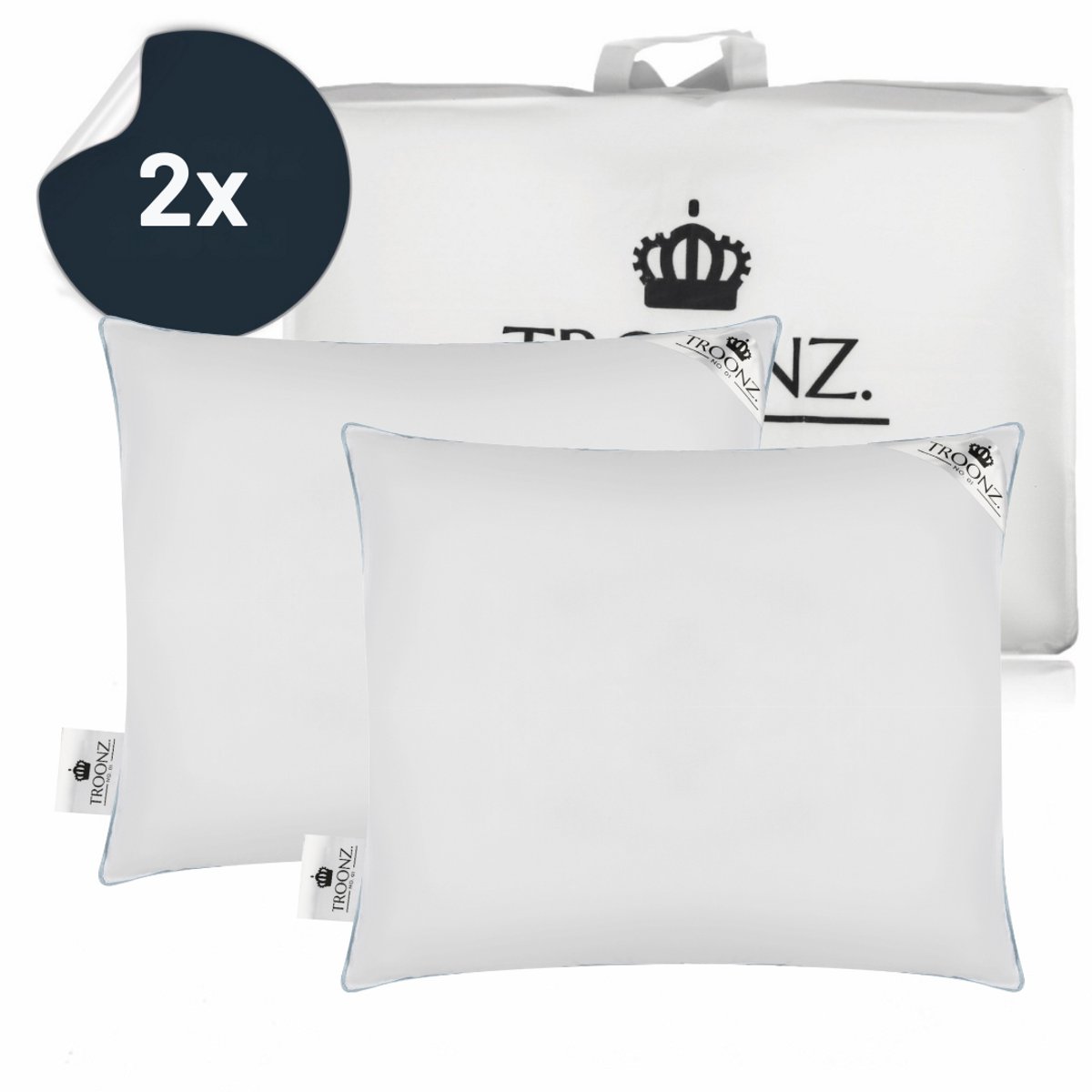 Troonz® 2x Hoofdkussen Portofino Bundel - 60 x 70 cm - Hoofdkussens Nekklachten - Hotelkwaliteit Kussen - Set van 2