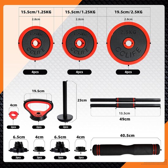 Verstelbare Dumbbell - 2kg t/m 20kg - Professionele halters - 6 Dumbbells in één