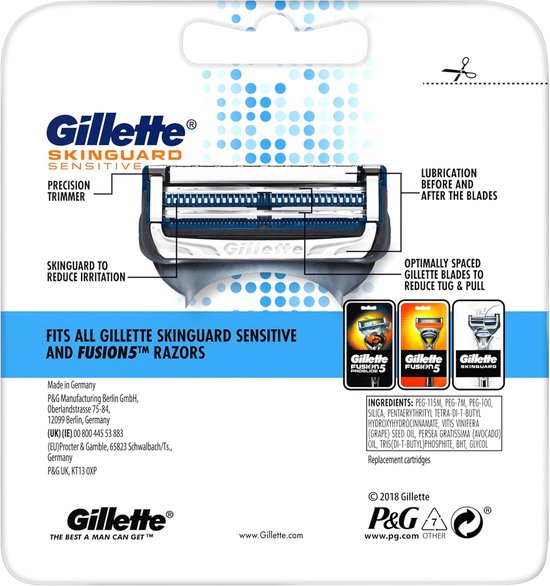 Gillette - Skinguard - Sensitive - Wit - Gevoelige Huid - 5 Stuks
