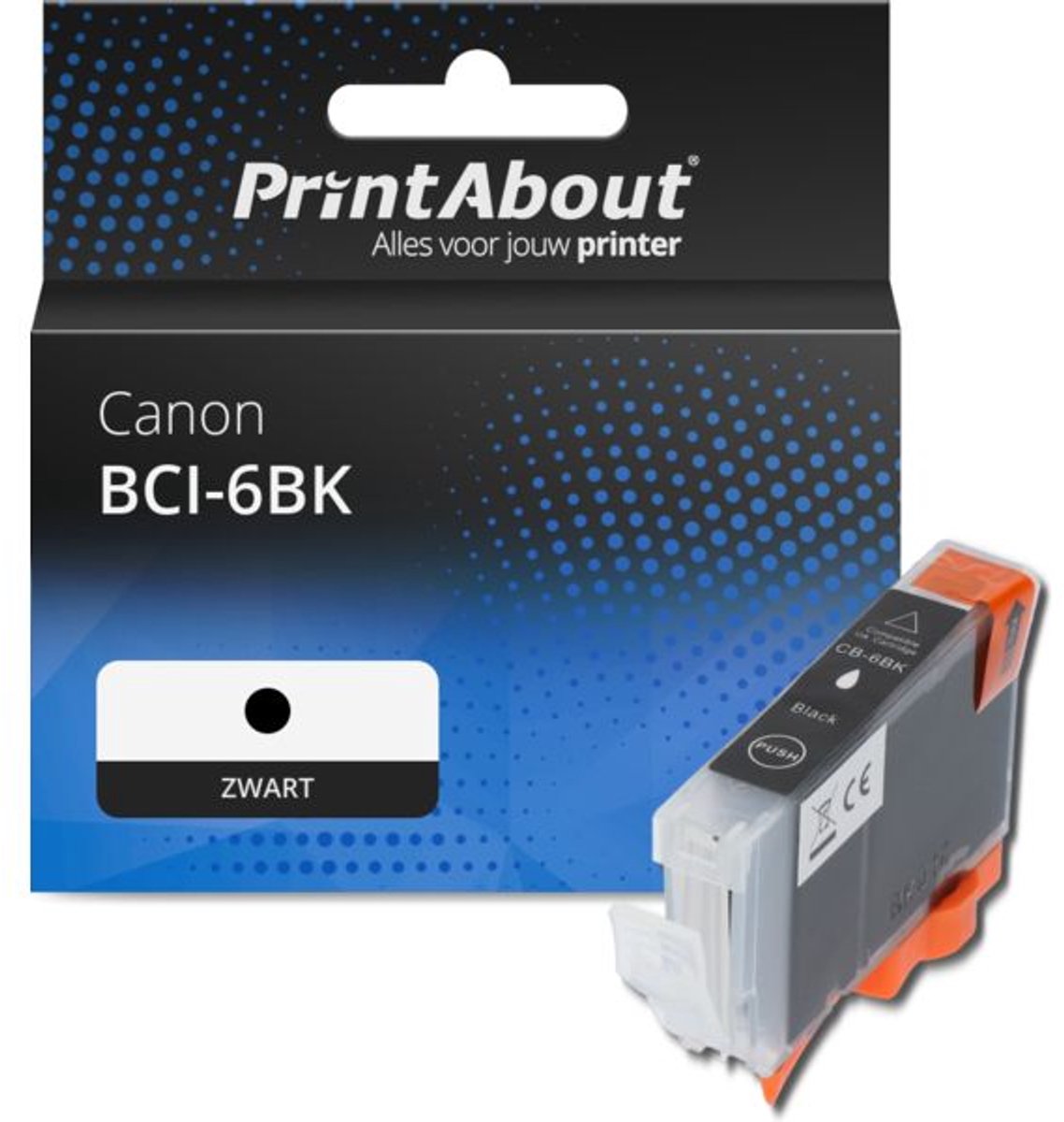 PrintAbout huismerk Inktcartridge BCI-6BK Zwart geschikt voor Canon