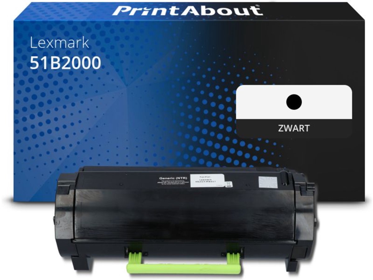 PrintAbout Huismerk Lexmark 51B2000 (512) Toner Zwart