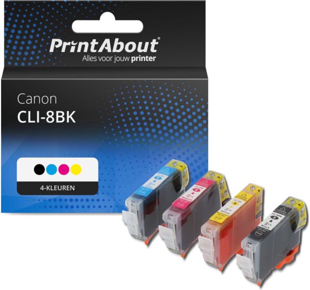 PrintAbout Huismerk Canon CLI-8BK Inktcartridge 4-kleuren Voordeelbundel