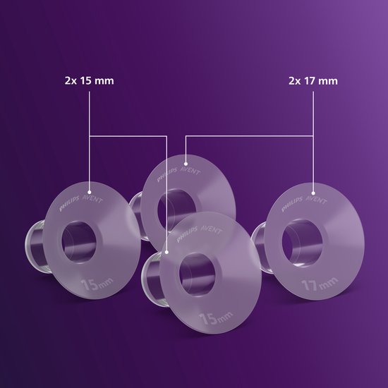 Philips Avent - Kleine Bescherminzetstukken - Perfecte Pasvorm voor Kleine Tepels (15mm & 17mm) - Comfortabel Siliconen Materiaal - Eenvoudig Schoon te Maken - SCF554/11 van Philips — afbeelding 2