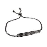 Bracelet Femme 15 à 20cm - Acier Inoxydable - Bracelets à maillons Jasseron avec Belle Plaque en Pierre - Réglable avec Fermoir Coulissant