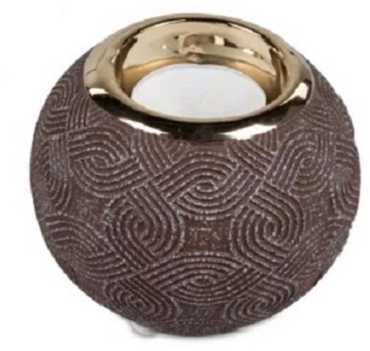 Waxinehouder - Bol - Theelicht houder - Goud - Bruin - Ø 14 cm.