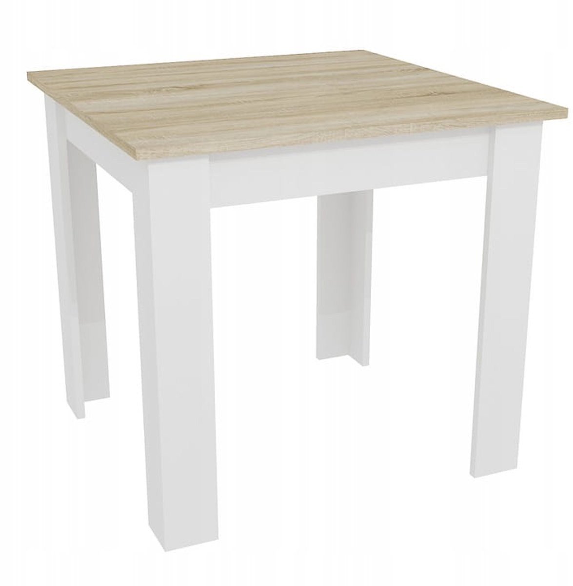 LEOBERT Eettafel NP 80x80 - SONOMA/WIT - Modern Design, Kleur: Eiken Sonoma Blad en Witte Poten, Geschikt voor Keuken, Eetkamer en Woonkamer, 80 x 80 cm eikenkleur / wit