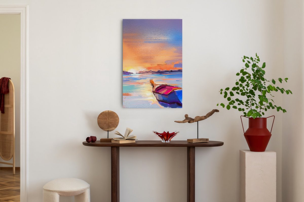 Saammp Canvas Schilderij - Boot - Abstract - 80x120 - Foto op canvas - Wanddecoratie - Muurdecoratie Woonkamer - Slaapkamer decoratie - Canvas Print Multicolor