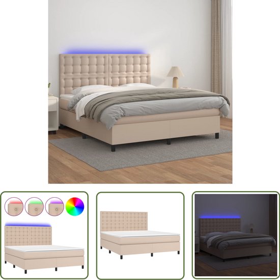 vidaXL Boxspring met LED - Kunstleer - 180x200cm Boxspring - Led Lamp ...