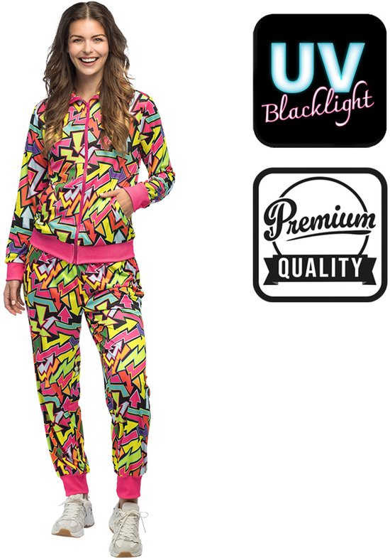 Boland - Survêtement Street Art babe UV (L) - Adultes - - Années 80 - Années 90 - Bad party - drôle - Survêtement rétro - néon