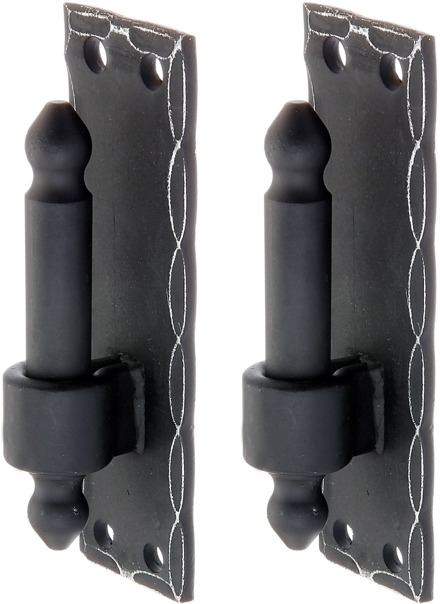 Alberts 846084 Klem op plaat | smeedijzeren vorm met DI of DII haak | zwart geplastificeerd | doornmaat Ø16 mm | plaat 150 x 45 mm | Set van 2