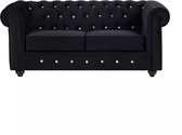 Bol.com Vente-unique Tweezitsbank van zwart velours en knopen met kristaleffect CHESTERFIELD aanbieding