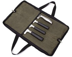 Keuken Gereedschap Tote Bag - Chef Tools Beschermer - Chef Mes Roll Bag - Messenset Opbergtas - 4 Slots Heavy Duty Messen Tas - Kokmesrol - multifunctionele messentas - Messen niet inbegrepen (Legergroen)