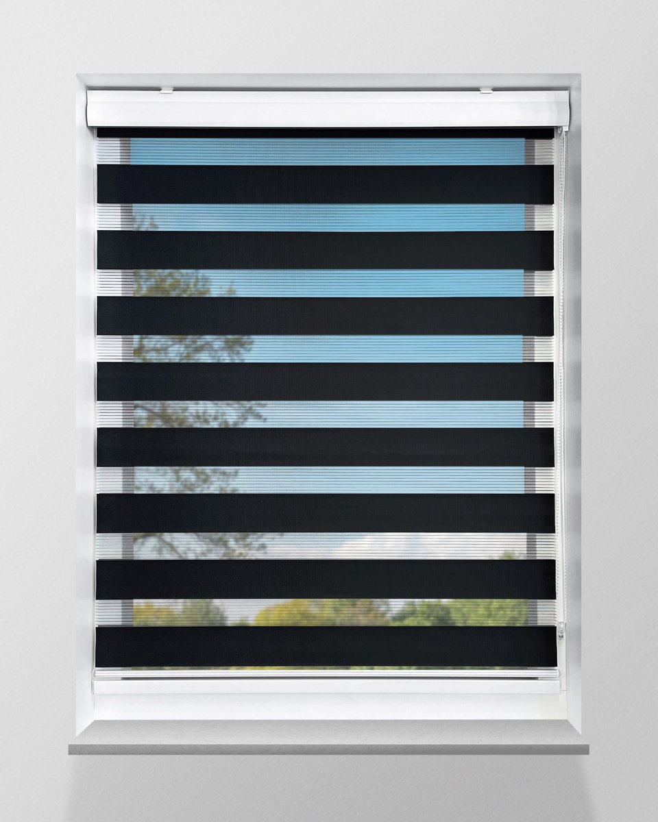 Duo Rolgordijn Lichtdoorlatend - Zwart - 222x175cm - Op maat gemaakt