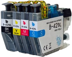 MediaHolland - Huismerk Inkt Cartridges geschikt voor Brother LC421XL Printers - Set van 4 Stuks - 4 Kleuren - Brother Inktpatronen, Cartridge