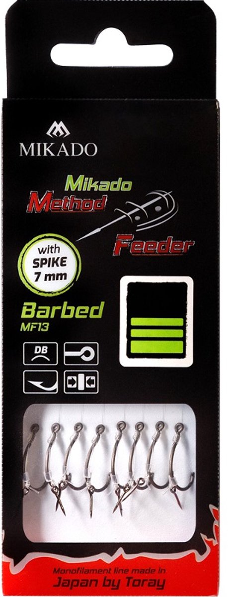 MF RIG - met spike - Prikkeldraad Haken NO 8 / monoline: 0.25mm/10cm - 8 stuks - Method Feeder - FEEDERVISSEN - Barbed MF13 - with SPIKE 7 mm van Matrix Fishing — afbeelding 3