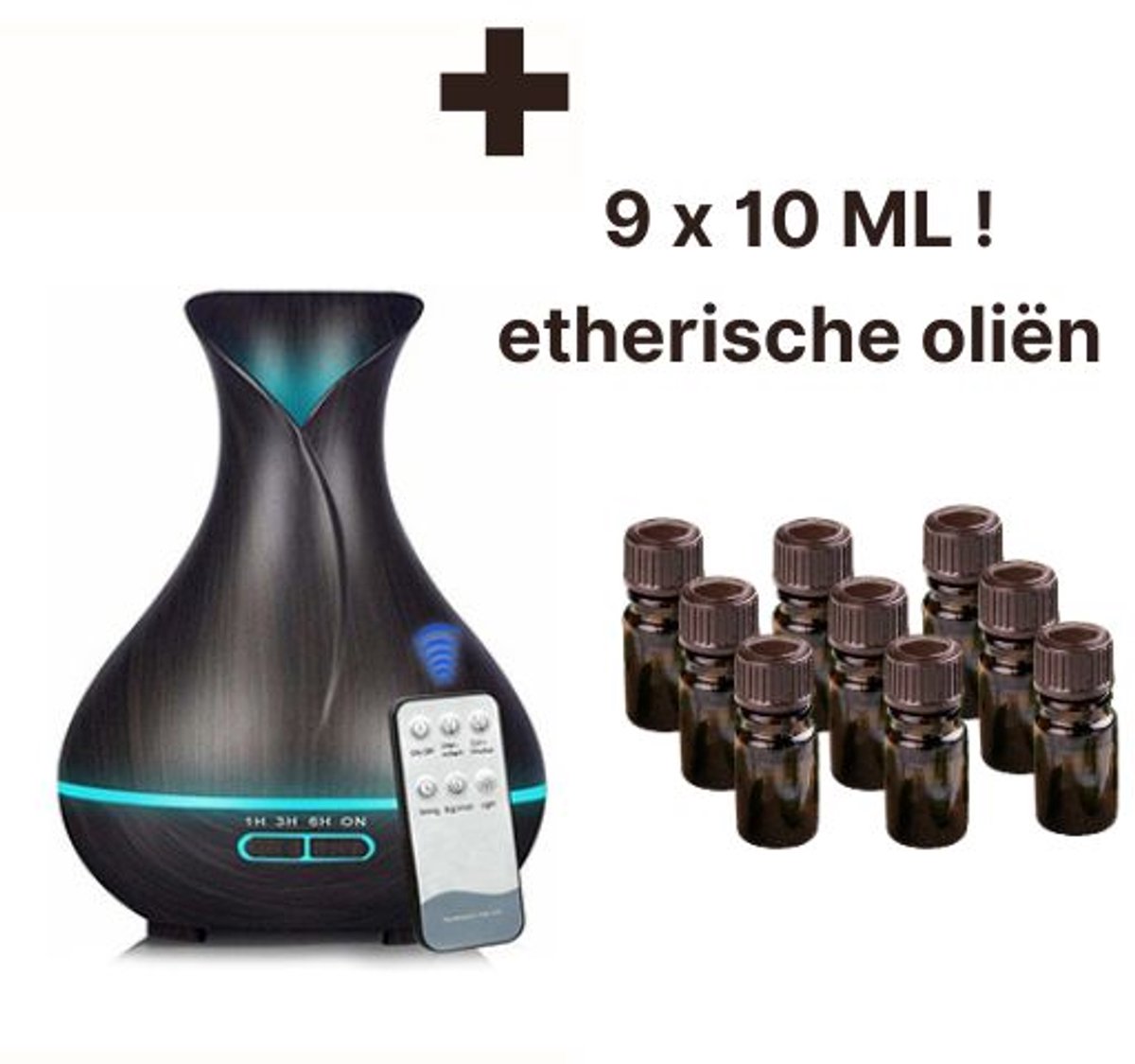 Goedkoopste Aroma diffuser met EXTRA 10 ml Japanse muntolie - 400 ml - geurverspreider - sfeervolle 8 LED moodlights - luchtbevochtiger - etherische olie verdamper - vernevelaar - timer - automatische uitschakeling - aromatherapie - luchtwegproblemen