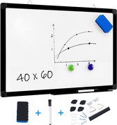 ACAZA Whiteboard - Magnetisch - Zwart - 40 x 60 (B x H) cm - Weekplanner - Magneetbord - Inclusief stift, wisser en afleggoot - White Board - Whiteboard Stiften - Whiteboards - Weekplanner Whiteboard - Maandplanner - Magneten Whiteboard - Memobord