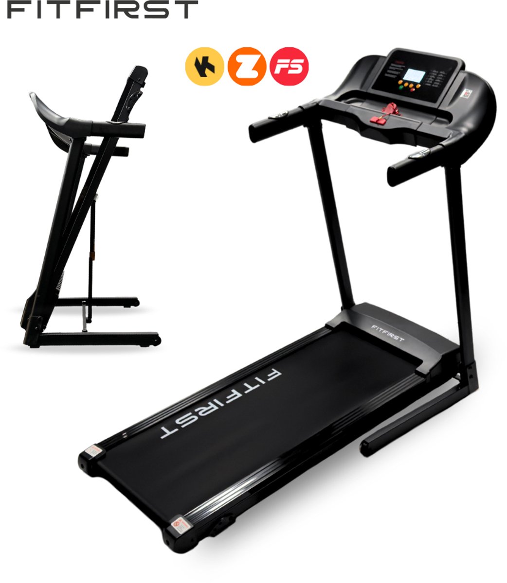 FitFirst® Runner 1-12km/u - Zeer Stabiele & Inklapbare Loopband Voor Thuis - Hellingsfunctie tot 5% - Met Apps - FitShow, KinoMap & Zwift - Ruim Loopoppervlak