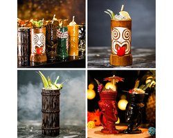 Tiki Mugs Tiki-koppen Tiki Mok Tiki Mugs Cocktailbeker Hawaii Cocktailglazen Tiki Bar accessoires Tiki kopjes drankjes mokken Hawaiian Party Barware,Q10