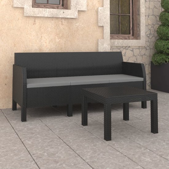 vidaXL Loungeset 2-delig - Antraciet - Rattanlook Tuinstoel - Lounge Set - Buitentijd - Relaxen - Tuinset
