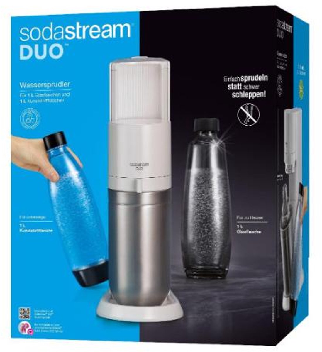 SodaStream Duo Blanc Megapack - Machine à Eau Gazeuse Avec Cylindres Quick Connect Et Bouteilles - Neuf
