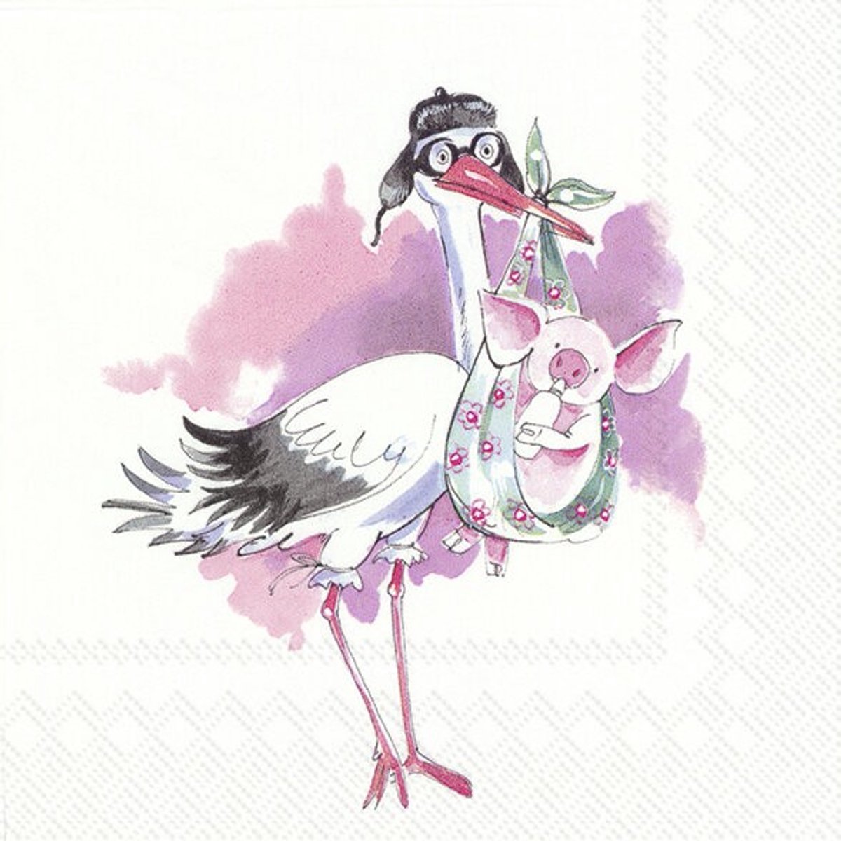 IHR - Lunch servetten - Piggy 'new baby' light rose