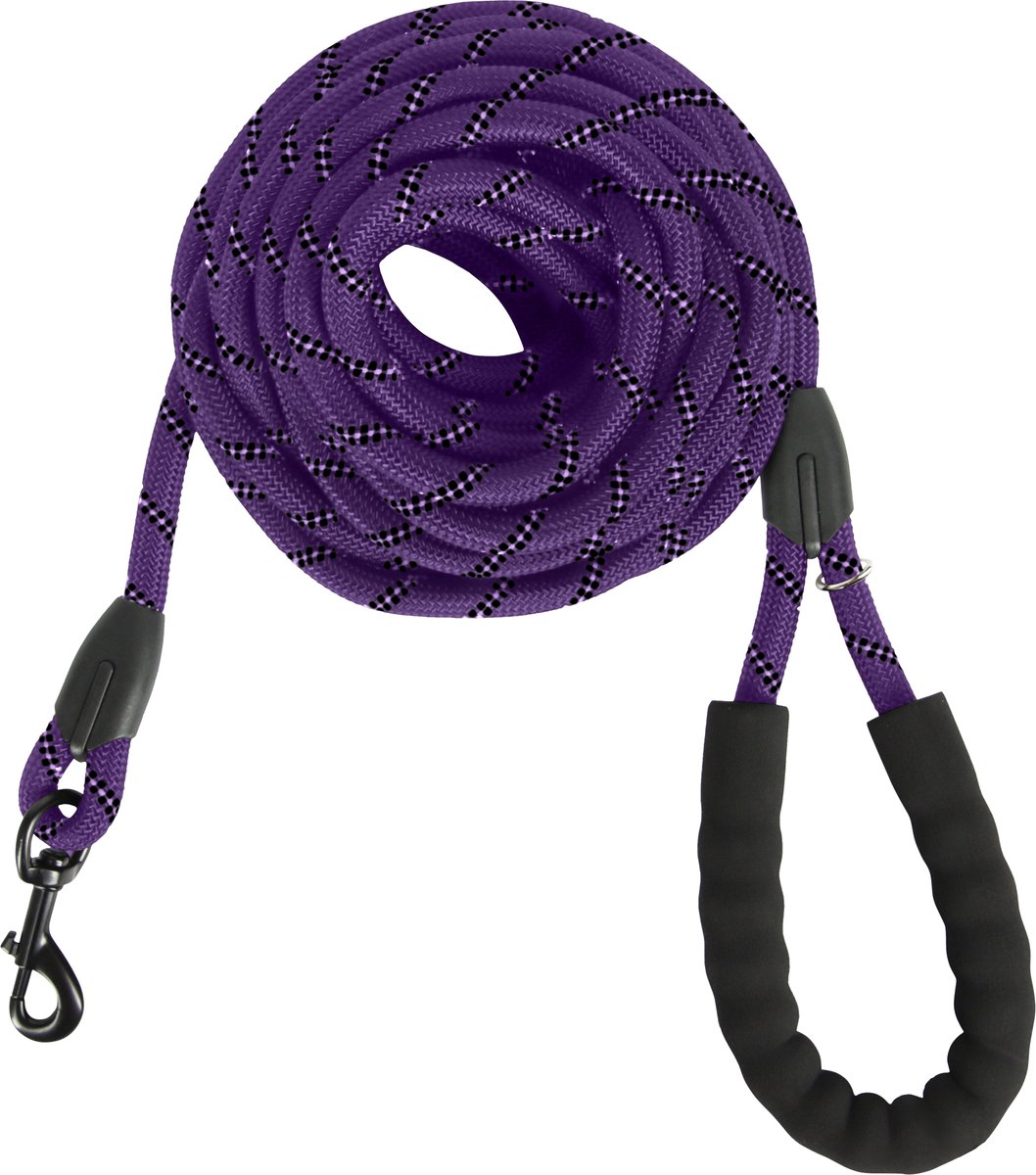 KCMultisupplies Hondenriem 8 Meter - Reflecterende Hondenlijn - Met Gevoerd Handvat - Geschikt voor Grote en Kleine Honden - Nylon Looplijn